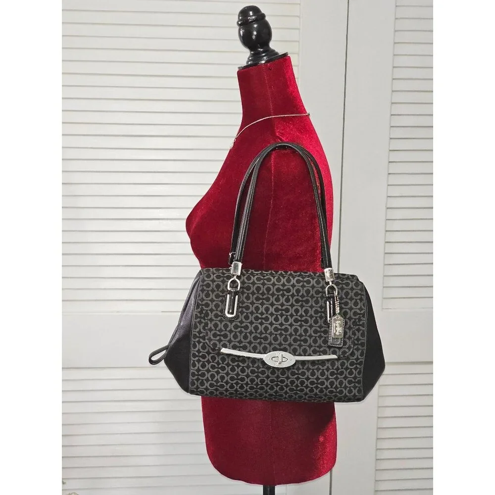 Coach Women's Black Canvas Madison Madeline Satchel Bag Medium 1941 - Picture 3 of 15